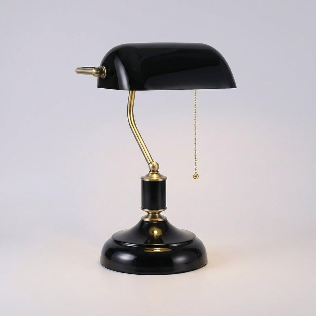 Lampe de bureau avec abat-jour vert et pied en métal, lampe de banquier classique, éclairage de bureau, lampe de table vintage rétro | Sulvida