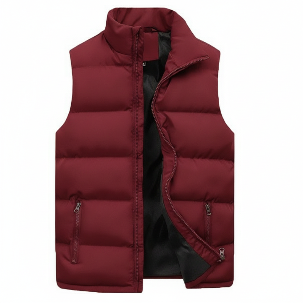 Gewatteerd herenbodywarmer met rits en staande kraag mouwloos vest voor herfst winter outdoor wandelen | Sulvida