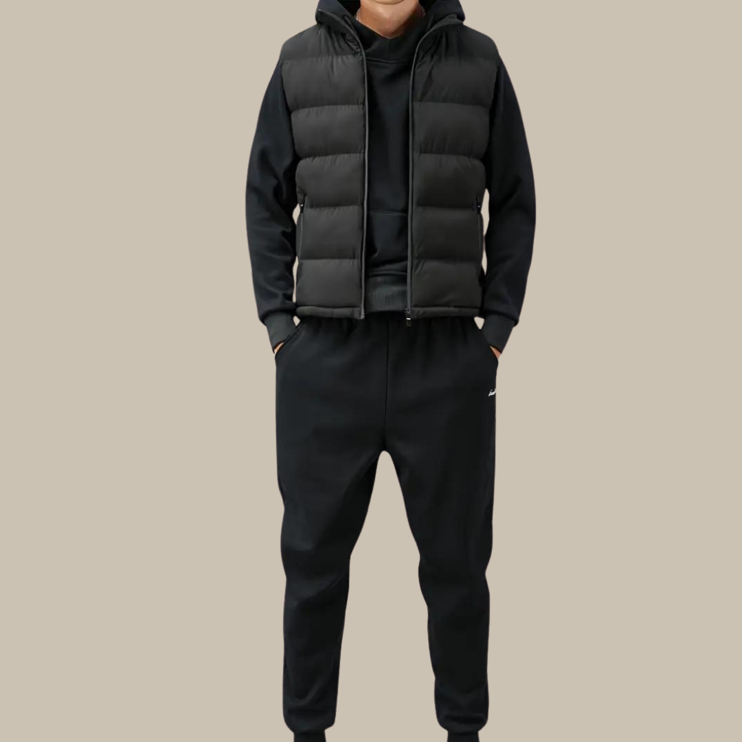 Gewatteerd herenbodywarmer met rits en staande kraag mouwloos vest voor herfst winter outdoor wandelen | Sulvida