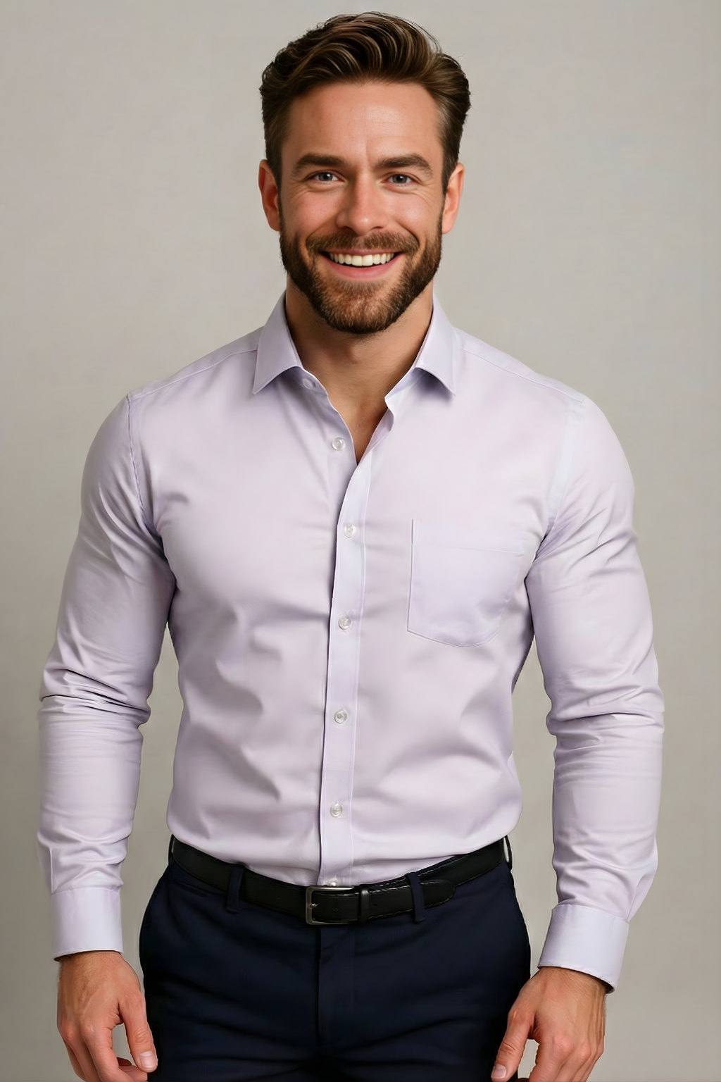 Herenshirt Slim Fit Button-down Lange Mouw Zakelijk Casual Overhemd Strak Snit Formeel Kantoor Werk Stijlvol | Sulvida