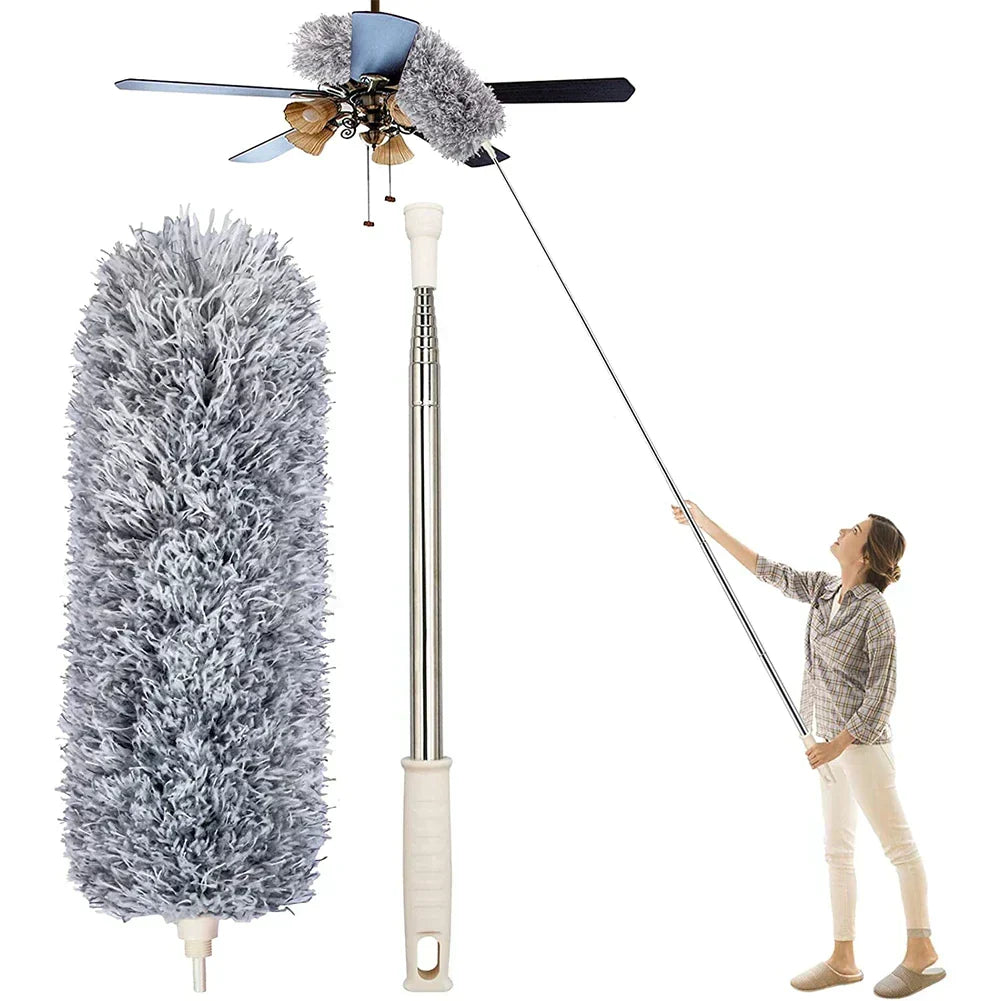 Plumeau télescopique pour plafonds hauts avec tête en microfibre, extensible jusqu’à 280 cm, manche de nettoyage | Sulvida