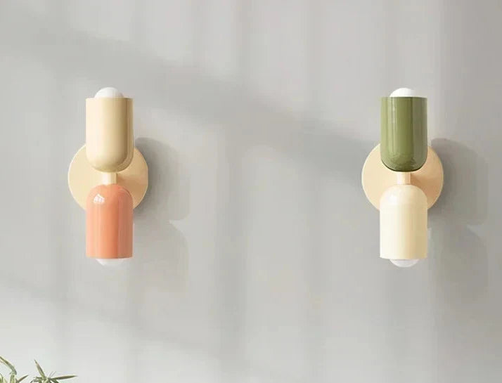 Wandlamp Macaron Dubbel Licht Metalen Design Pastel Kleuren voor Woonkamer Slaapkamer Hal Eettafel Styling | Sulvida
