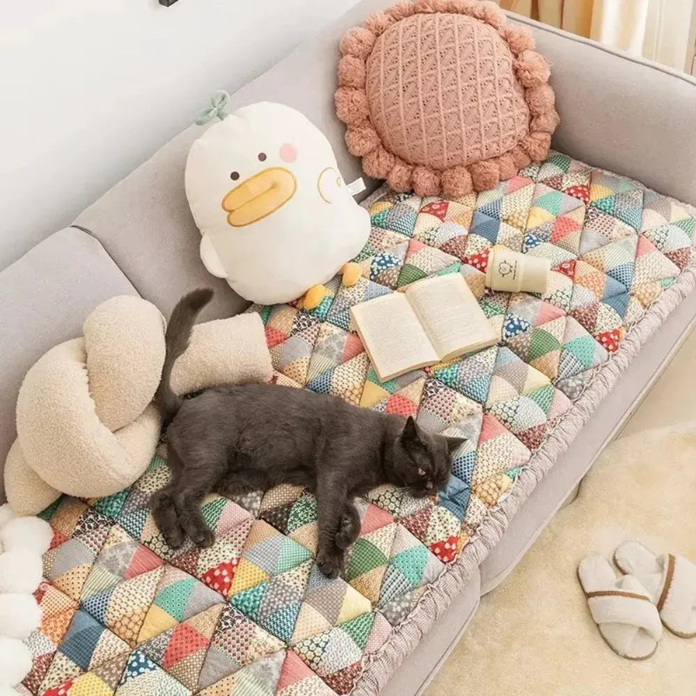Bloemenmotief Huisdierdeken Zachte Beschermhoes voor Bank Hond Kat Wasbaar Microfiber Fleece Zitkussen Mat | Sulvida