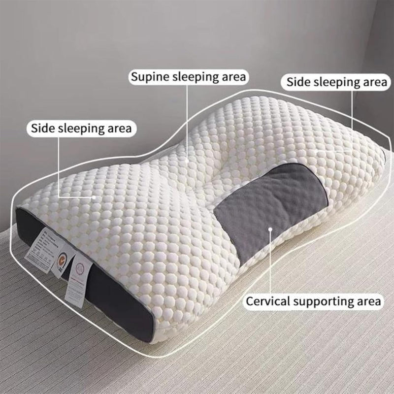 Ergonomisch Neksteunkussen Polyester Wit & Grijs 40x65cm voor Optimaal Slaapcomfort en Nekondersteuning | Sulvida