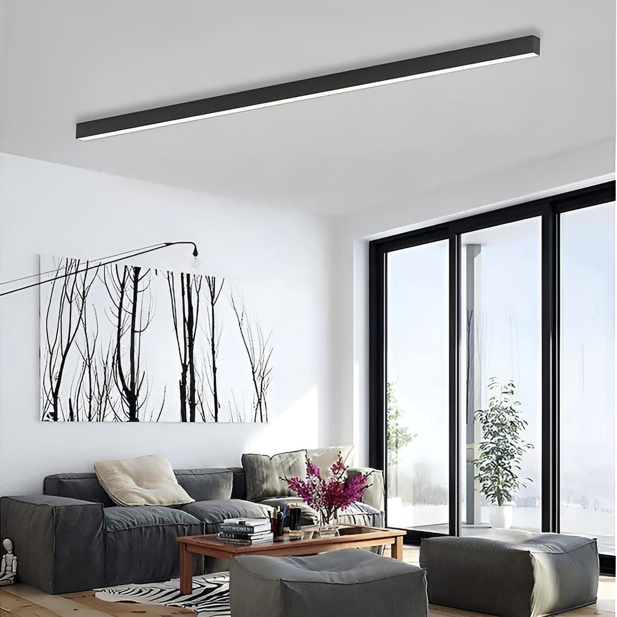 Plafondlamp Smal Design LED Lichtbalk Moderne Verlichting Woonkamer Slaapkamer Eetkamer Dimbaar Strak | Sulvida