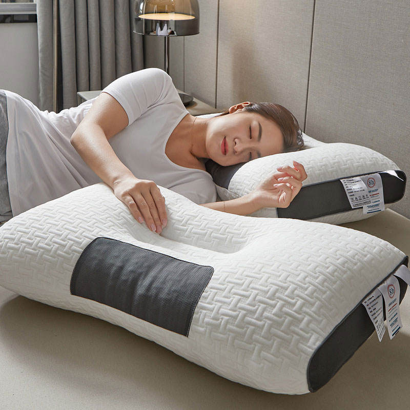 Ergonomisch Neksteunkussen Polyester Wit & Grijs 40x65cm voor Optimaal Slaapcomfort en Nekondersteuning | Sulvida