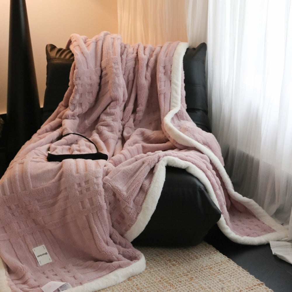 Jacquard Plaid met Reliëf Structuur Fleece Deken Winter Herfst Gebreid Patroon Warm Zacht Decoratief | Sulvida