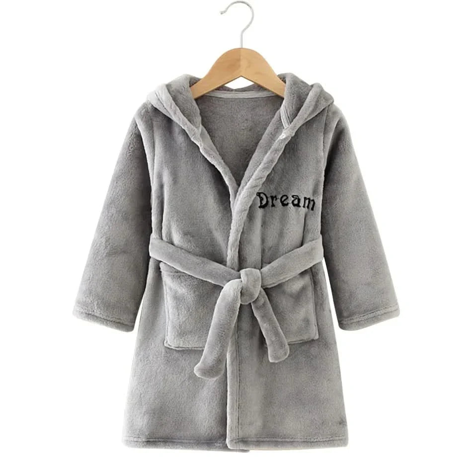 Badjas Kind met Capuchon Flanel Zachte Ochtendjas Warm Comfort Jongens Meisjes Dierenprints Pluche Badkamer | Sulvida