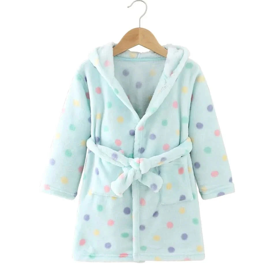 Badjas Kind met Capuchon Flanel Zachte Ochtendjas Warm Comfort Jongens Meisjes Dierenprints Pluche Badkamer | Sulvida