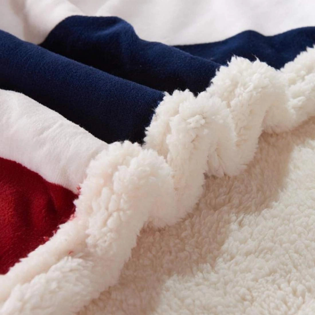 Fleeceplaid met Faux Lambswool American Flag Patroon 127×152 cm en 152×203 cm Ultra Zacht Microfiber Deken | Sulvida