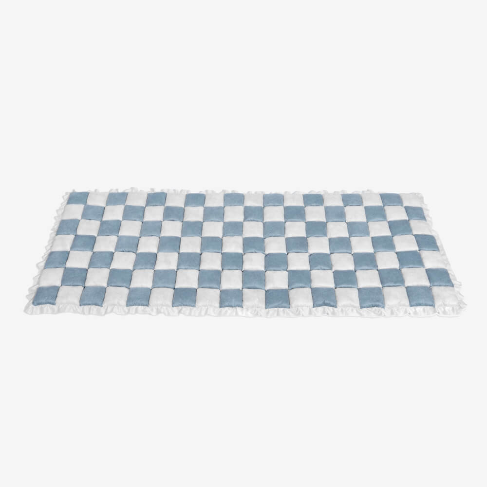 Chenille Huisdierenmat Vierkant Geruit Crème 50x50 cm Anti-slip Wasbaar Hondendeken Kattenmat Beschermer | Sulvida