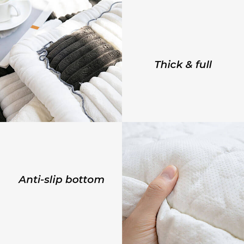 Chenille Huisdierenmat Vierkant Geruit Crème 50x50 cm Anti-slip Wasbaar Hondendeken Kattenmat Beschermer | Sulvida