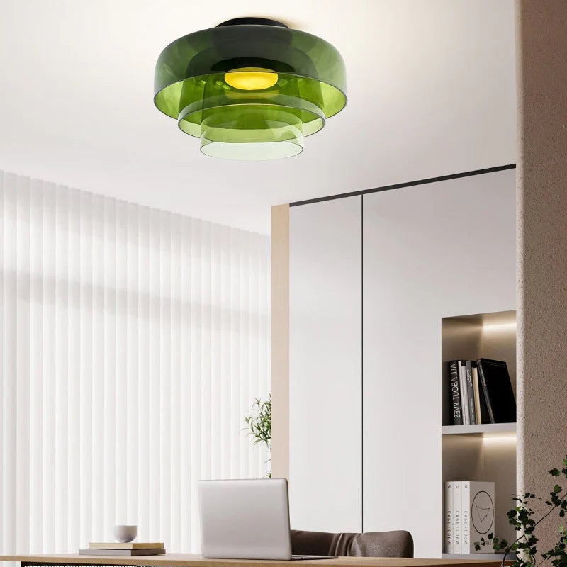Glazen Plafondlamp Gelaagd Design Meerdere Formaten Warm Wit LED Licht Eetkamer Woonkamer Keuken Slaapkamer | Sulvida