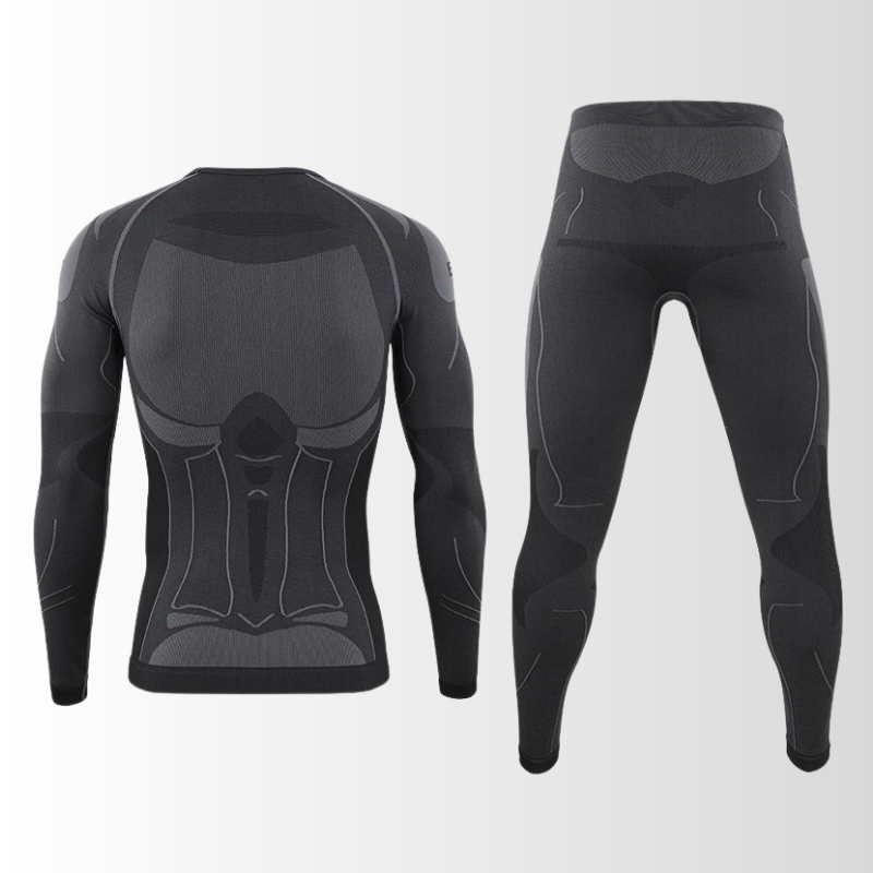 Sous-vêtement thermique pour homme Noir Vert foncé Gris Sans couture Respirant Chaud Ensemble sous-vêtement de sport d’hiver première couche | Sulvida