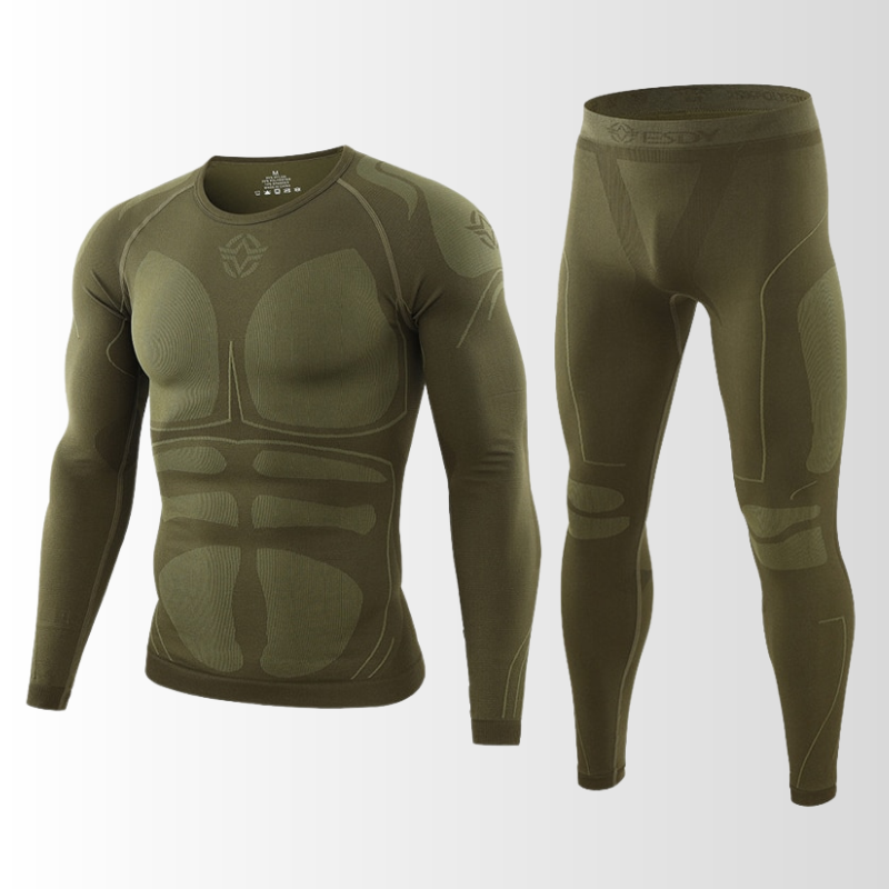 Sous-vêtement thermique pour homme Noir Vert foncé Gris Sans couture Respirant Chaud Ensemble sous-vêtement de sport d’hiver première couche | Sulvida