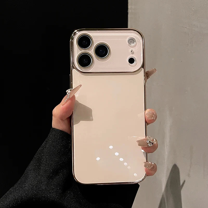 Coque en verre pour iPhone avec bord plaqué, protection de l’appareil photo et design luxueux pour iPhone 11 à 17 Pro Max | Sulvida