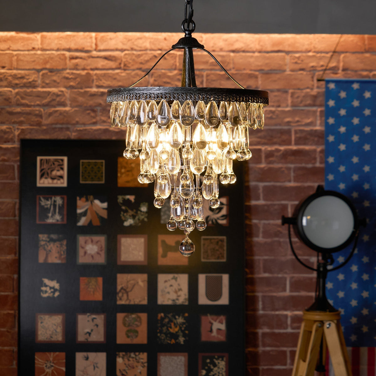 Kristallen Kroonluchter met Ijzeren Armen – Antiek Brons Vintage Plafondlamp voor Woonkamer Eetkamer | Sulvida