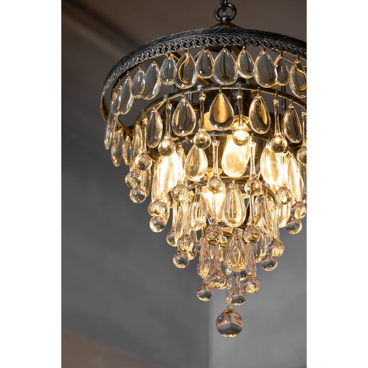 Kristallen Kroonluchter met Ijzeren Armen – Antiek Brons Vintage Plafondlamp voor Woonkamer Eetkamer | Sulvida