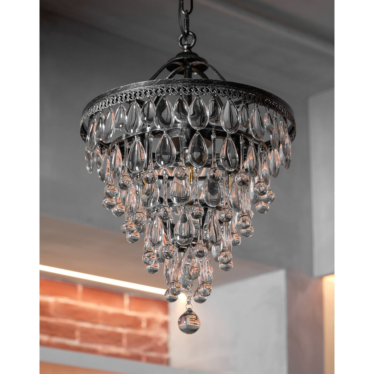 Kristallen Kroonluchter met Ijzeren Armen – Antiek Brons Vintage Plafondlamp voor Woonkamer Eetkamer | Sulvida