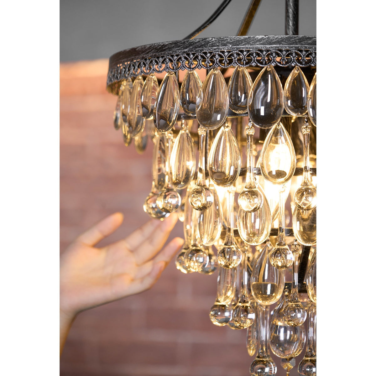 Kristallen Kroonluchter met Ijzeren Armen – Antiek Brons Vintage Plafondlamp voor Woonkamer Eetkamer | Sulvida