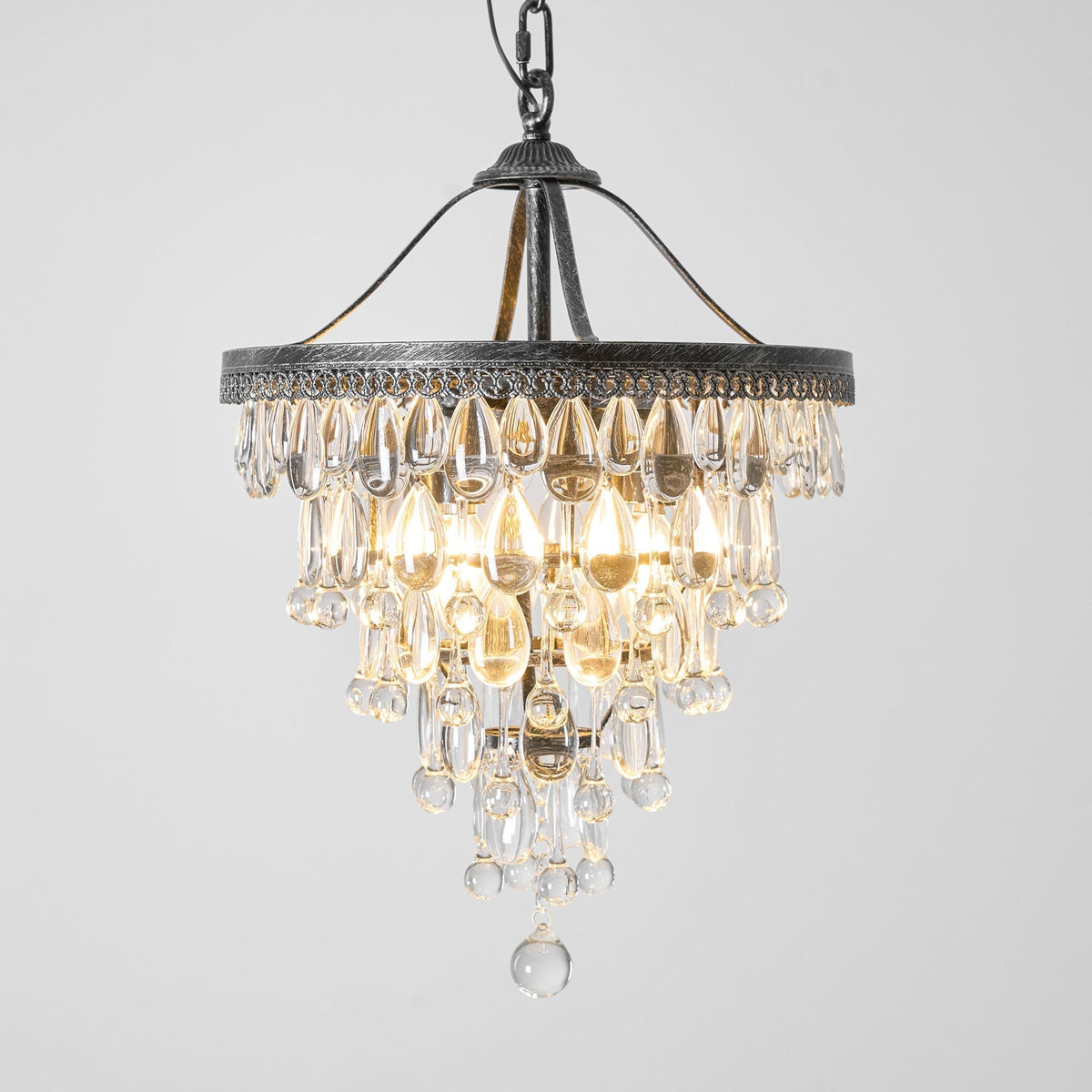 Kristallen Kroonluchter met Ijzeren Armen – Antiek Brons Vintage Plafondlamp voor Woonkamer Eetkamer | Sulvida