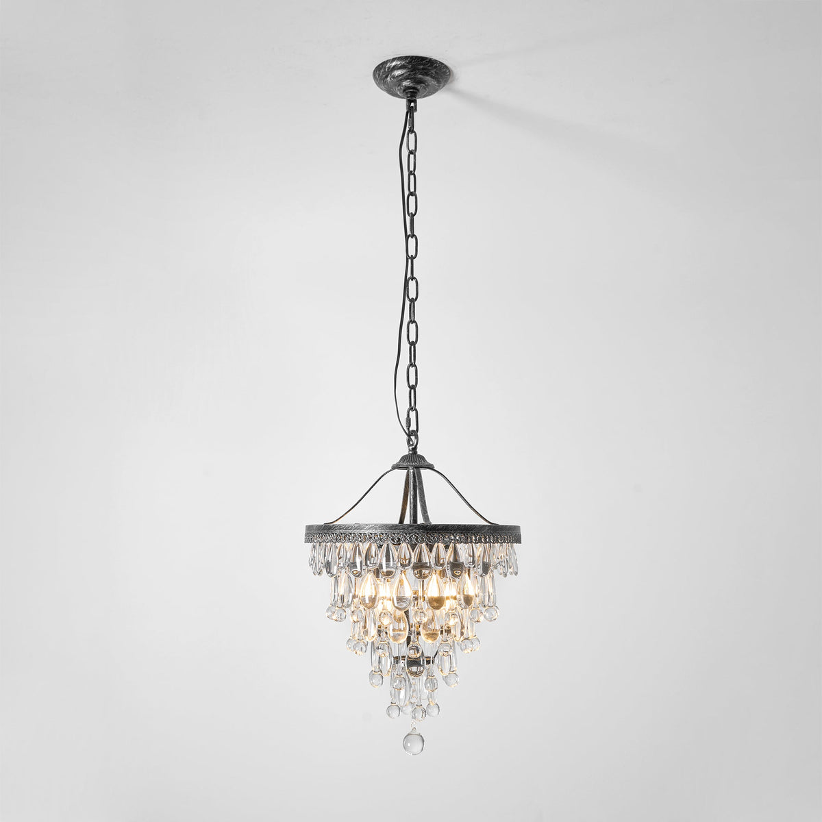Kristallen Kroonluchter met Ijzeren Armen – Antiek Brons Vintage Plafondlamp voor Woonkamer Eetkamer | Sulvida