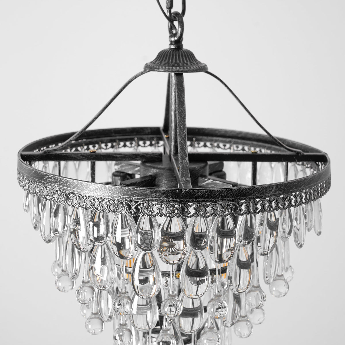 Kristallen Kroonluchter met Ijzeren Armen – Antiek Brons Vintage Plafondlamp voor Woonkamer Eetkamer | Sulvida