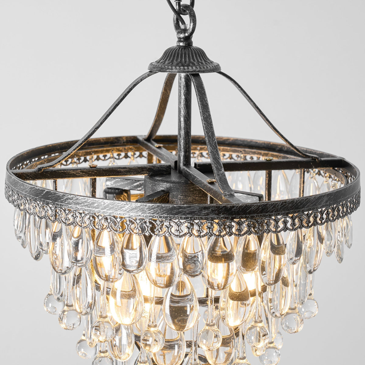 Kristallen Kroonluchter met Ijzeren Armen – Antiek Brons Vintage Plafondlamp voor Woonkamer Eetkamer | Sulvida