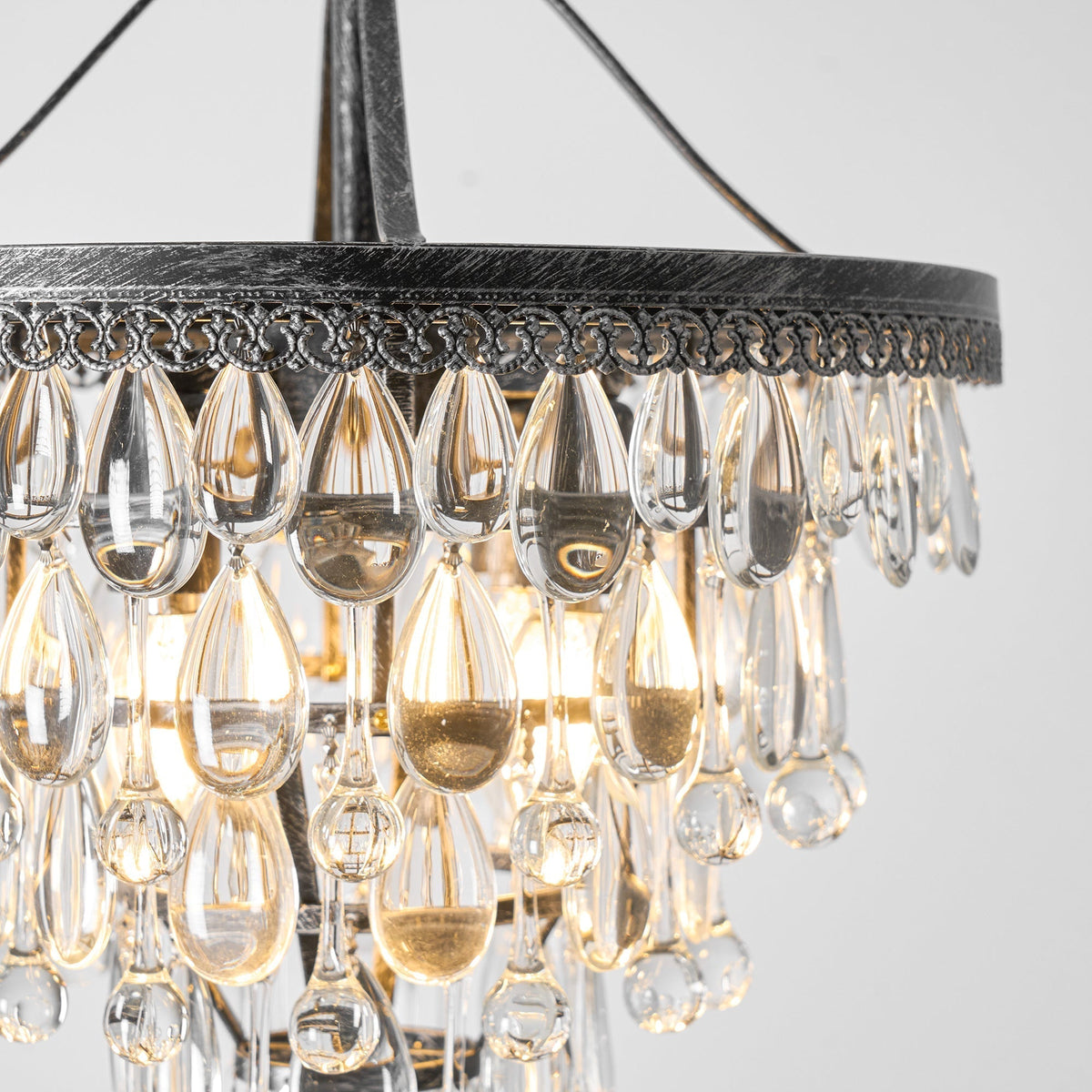 Kristallen Kroonluchter met Ijzeren Armen – Antiek Brons Vintage Plafondlamp voor Woonkamer Eetkamer | Sulvida