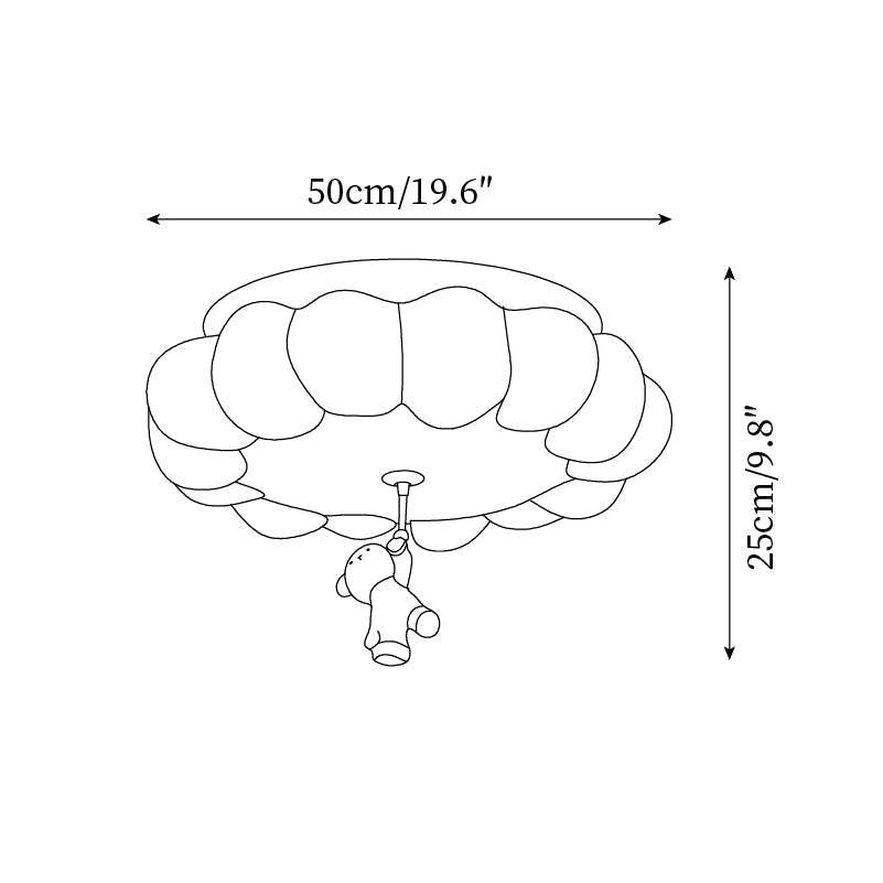 Plafondlamp Beertje Wolk Kinderkamer Acryl LED Warm Licht Speels Design Babykamer Inbouw 50cm Moderne Sfeer | Sulvida