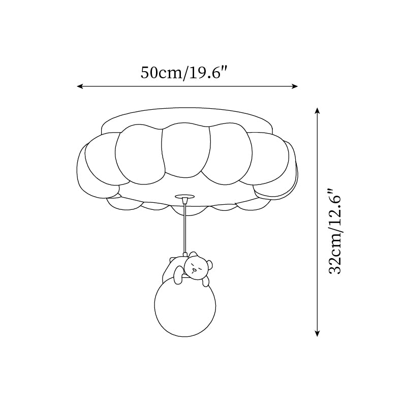 Plafondlamp Beertje Wolk Kinderkamer Acryl LED Warm Licht Speels Design Babykamer Inbouw 50cm Moderne Sfeer | Sulvida