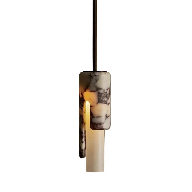 Hanglamp Cilinder Marmer Wit Naturel Glas Bolvormig Eettafel Woonkamer Slaapkamer Design Luxe Sfeerverlichting | Sulvida