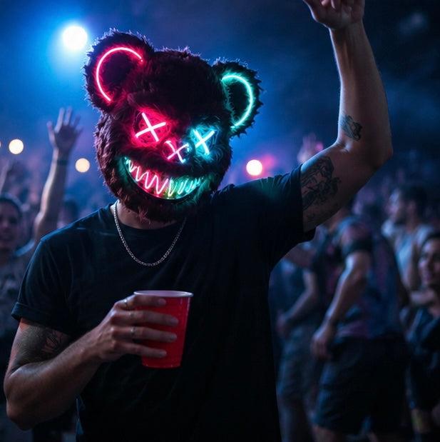 LED Verlichte Horrormask Beer Griezelig Carnavalsmasker Feestdecoratie Cosplay Halloween Props Verkleedpartij | Sulvida