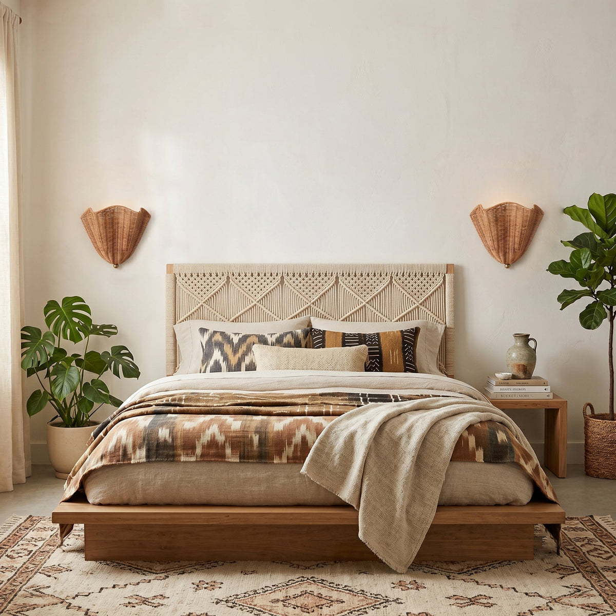 Wandlamp Rotan Natuurlijk Bruin E27 Wandverlichting Sfeervol Binnenruimte Woonkamer Bohemian Stijl Slaapkamer | Sulvida