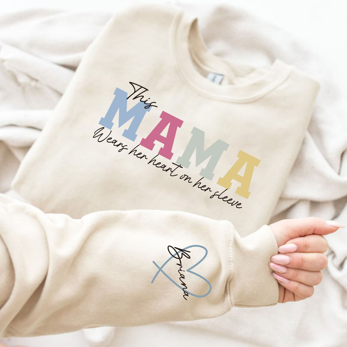 Gepersonaliseerde Trui met Namen op Mouw Cosy Sweater Warm Familiekleding Hoodie Moederdag Cadeau Comfortabel | Sulvida