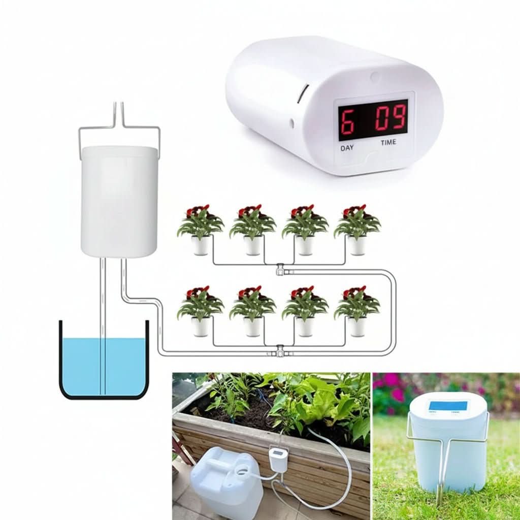 Système intelligent d’arrosage automatique des plantes d’intérieur avec minuterie, 2-16 buses d’arrosage, système goutte-à-goutte | Sulvida