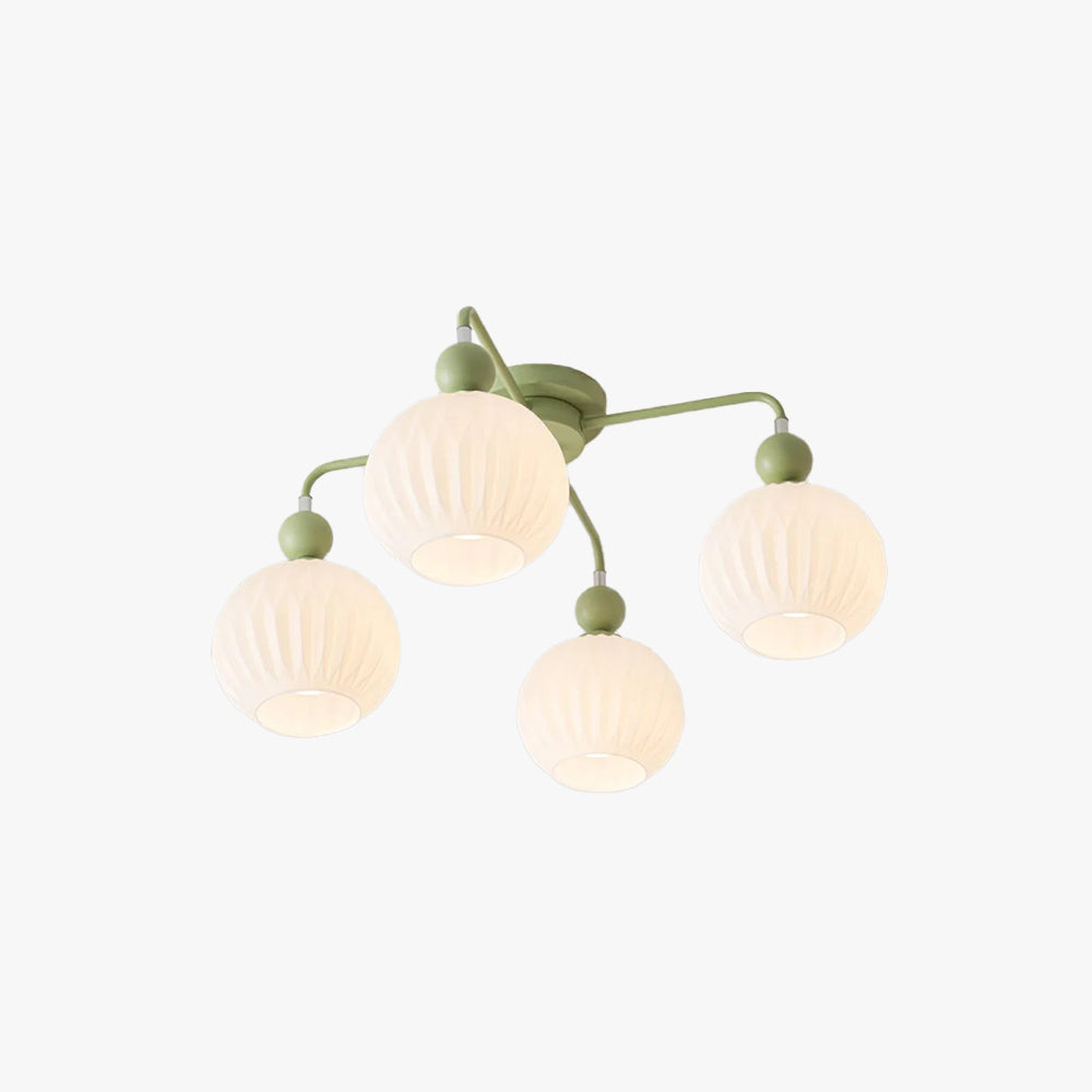 Plafondlamp Geribbelde Glazen Bollen Zwart Groen 4-8 Lichtpunten Moderne Woonkamer Slaapkamer Verlichting | Sulvida
