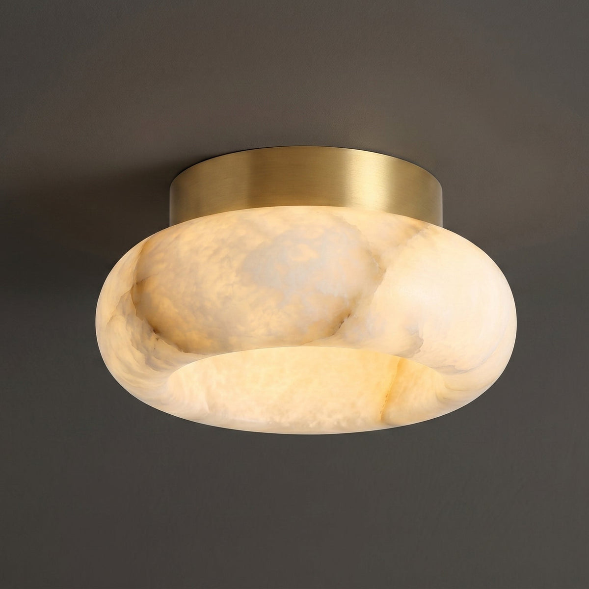 Plafondlamp Messing & Albast LED Rond Wit Verlichting voor Woonkamer Slaapkamer Entree Hal Modern Klassiek | Sulvida