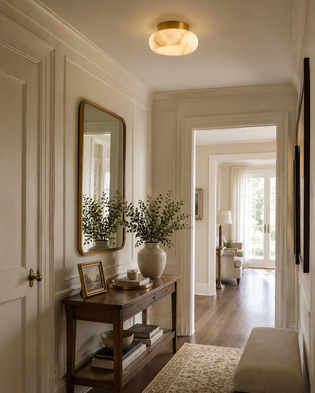 Plafondlamp Messing & Albast LED Rond Wit Verlichting voor Woonkamer Slaapkamer Entree Hal Modern Klassiek | Sulvida