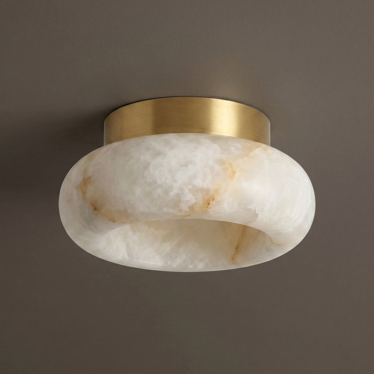Plafondlamp Messing & Albast LED Rond Wit Verlichting voor Woonkamer Slaapkamer Entree Hal Modern Klassiek | Sulvida