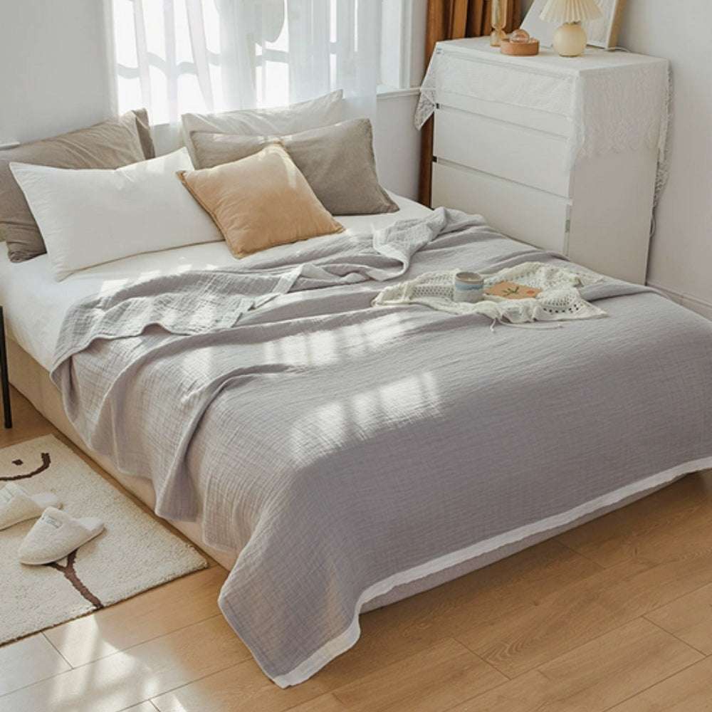 Zachte Moslindeken Zes Lagen Ademend Katoen Sprei Bank Bed Plaid Zomerdeken Dekbedovertrek Lichtgewicht | Sulvida
