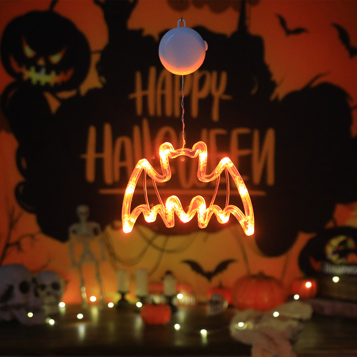 LED Lichtsnoer Halloween Decoratie met Vleermuizen en Spoken – Sfeervol Feestverlichting op Batterijen | Sulvida