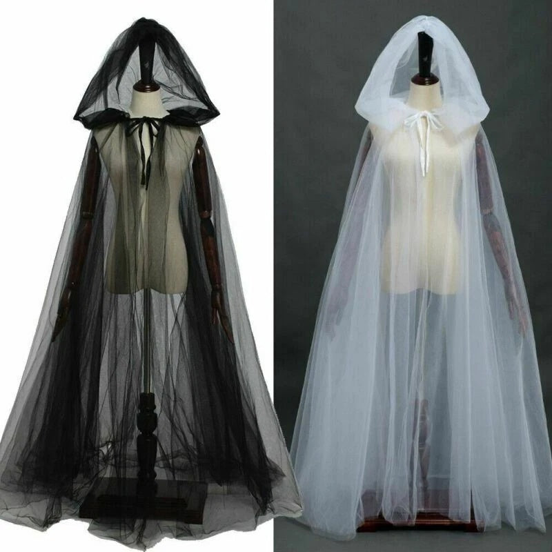 Gazen cape met capuchon – lange gothic mantel voor cosplay, themafeesten en carnaval – unisex kostuum | Sulvida