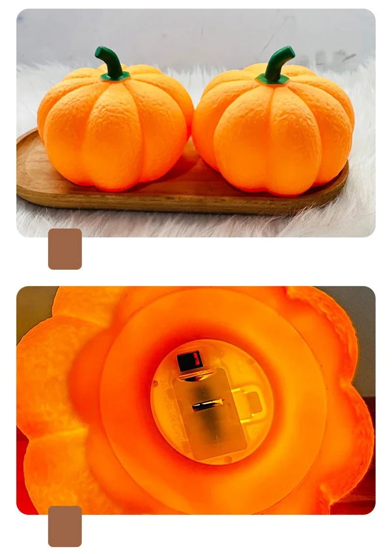 Pompoen nachtlampje met LED verlichting op batterijen decoratieve lantaarn voor Halloween feest en sfeervolle avonden | Sulvida