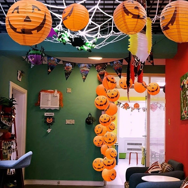 Pompoen papieren lantaarns 12 stuks oranje decoratie sfeerverlichting feest Halloween binnen buiten hangend | Sulvida