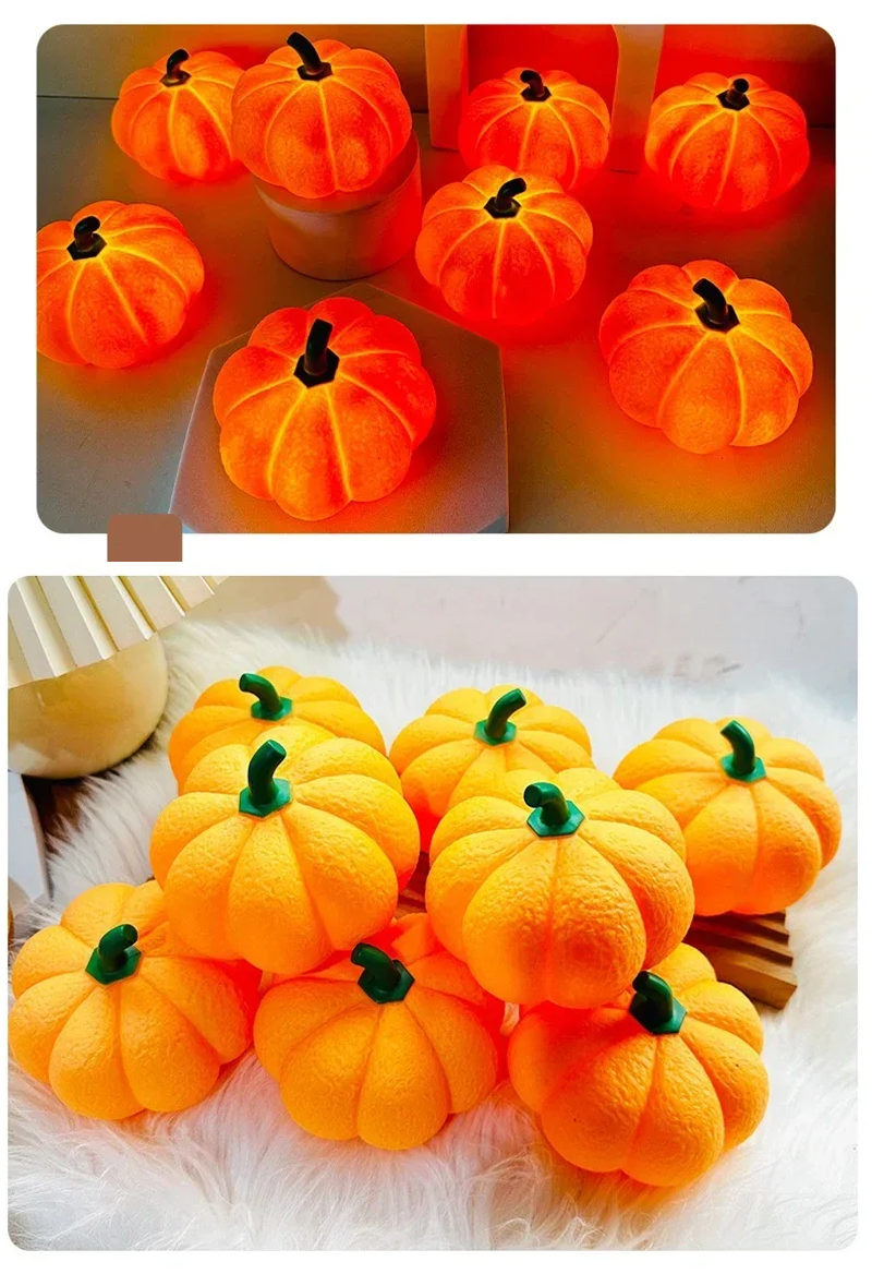 Pompoen nachtlampje met LED verlichting op batterijen decoratieve lantaarn voor Halloween feest en sfeervolle avonden | Sulvida