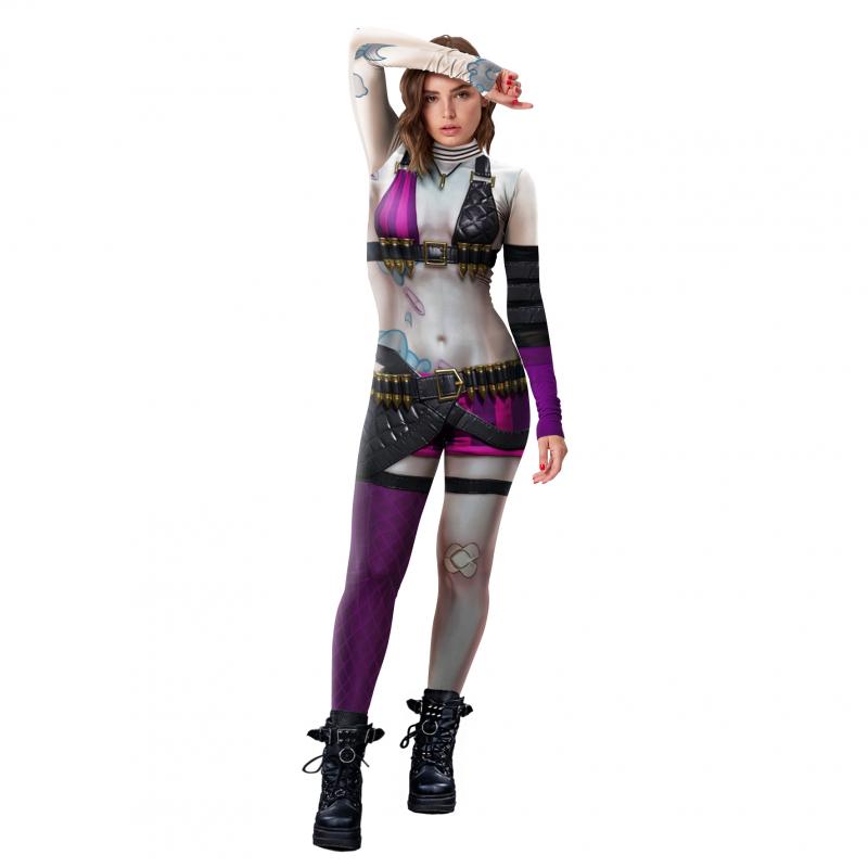 Jumpsuit Cosplay Dames 3D-print Paars Zentai Kostuum Feestkleding Halloween Gaming Anime Verkleedpak Bodysuit | Sulvida