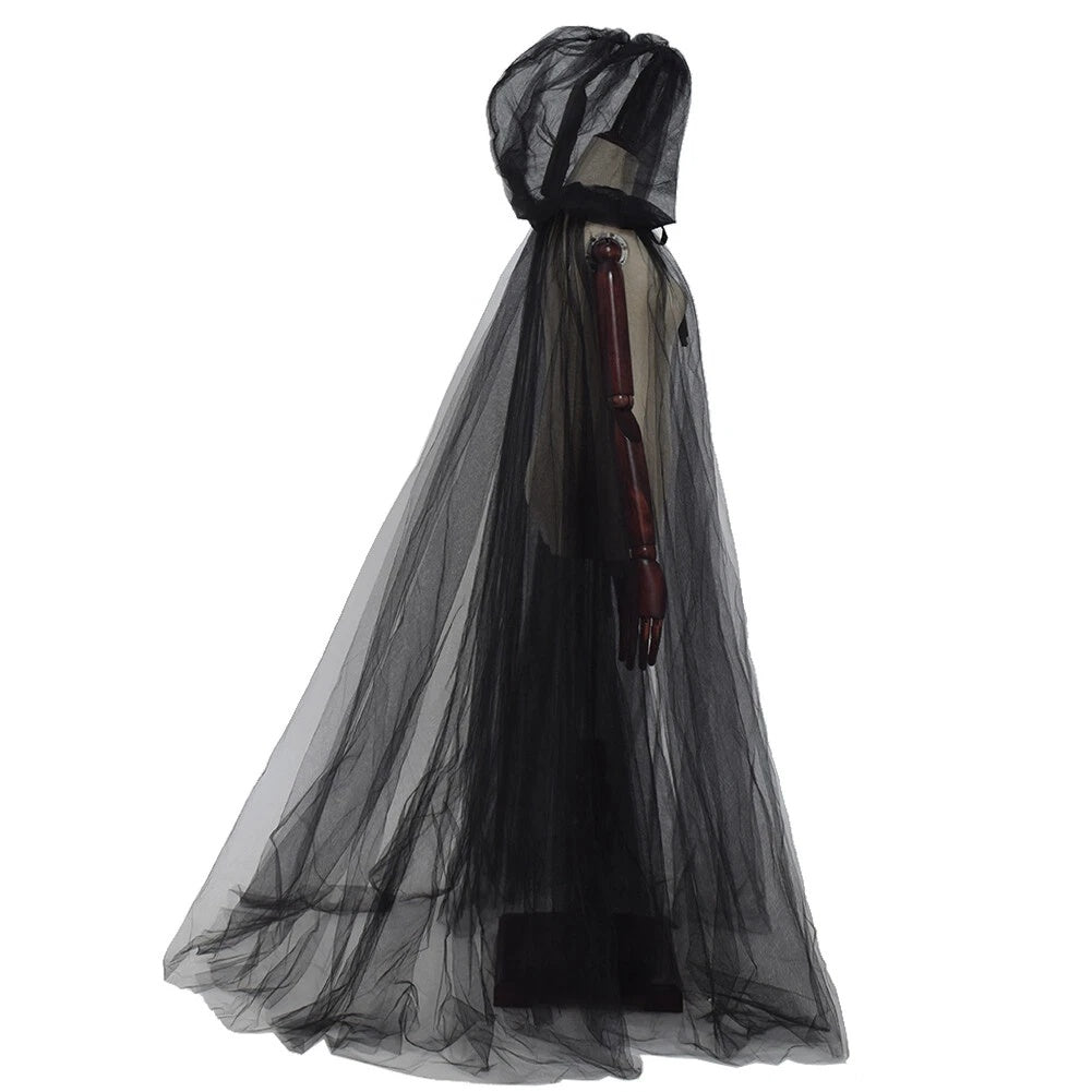 Gazen cape met capuchon – lange gothic mantel voor cosplay, themafeesten en carnaval – unisex kostuum | Sulvida