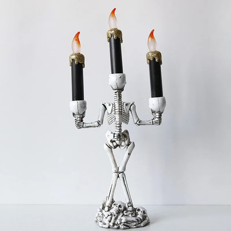 Schedel Kandelaar met LED Kaars Goud Rood Zilver Halloween Gothic Decoratie Sfeerverlichting Tafel Woonkamer | Sulvida