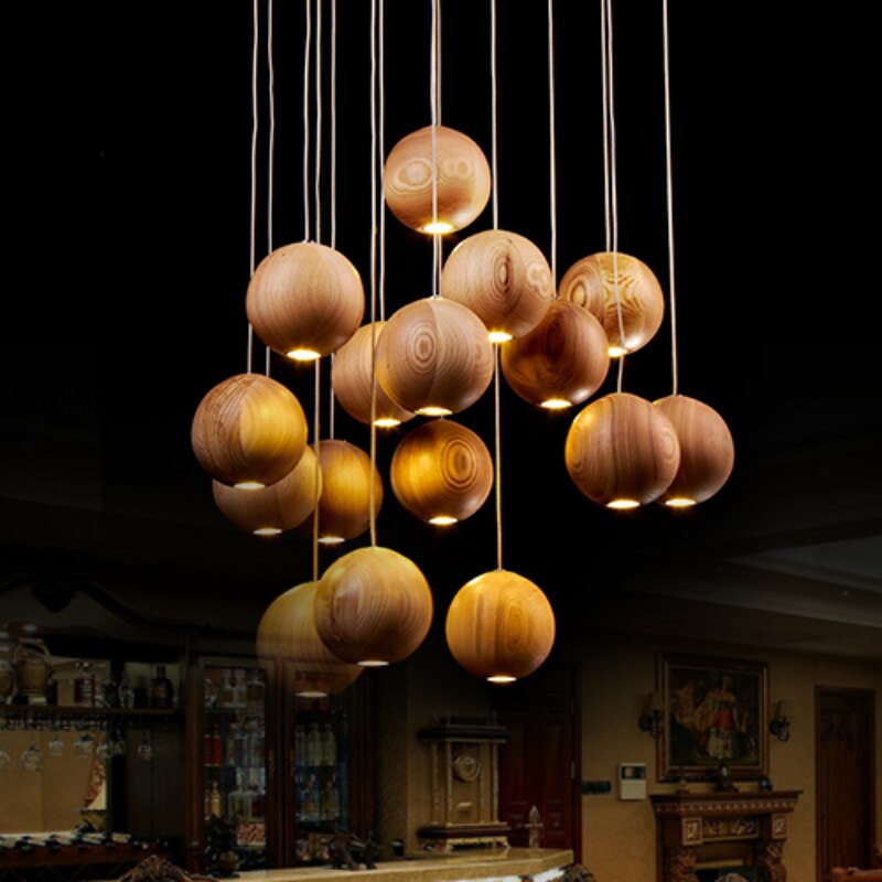Houten Hanglamp Bol Ø10cm Warm Scandinavisch Design Natuurlijk Hangverlichting Eetkamer Woonkamer Sfeervol | Sulvida